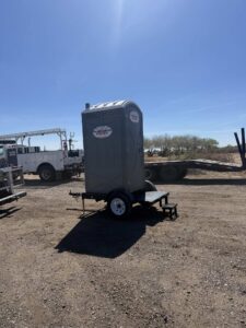Southwest Sanitation single-unit porta potty trailer with entry steps