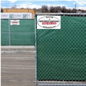 Temporary chain-link fencing with privacy screen by Southwest Sanitation