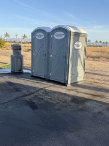 Southwest Sanitation two porta potties with a hand wash station