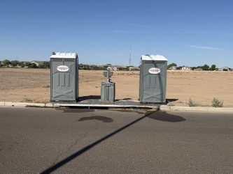 Southwest Sanitation porta potties and a hand wash station at a new development