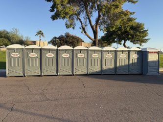 Southwest Sanitation's fleet of clean, branded porta potties in Phoenix